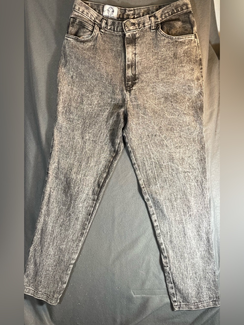 Vintage Cap Ferrat Save The Planet Acid Wash Grey Tapered Jeans Knotted Cuff 80s